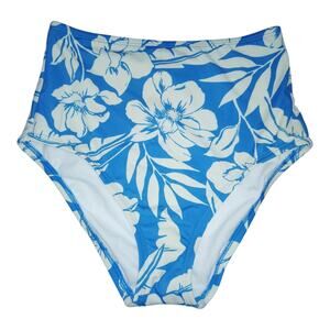 Shade & Shore Bikini Bottom Womens XS Blue‎ Floral High Waist Medium Coverage